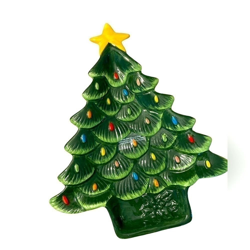 Mr. Christmas Vintage Style Christmas Tree  Ceramic Platter NIB